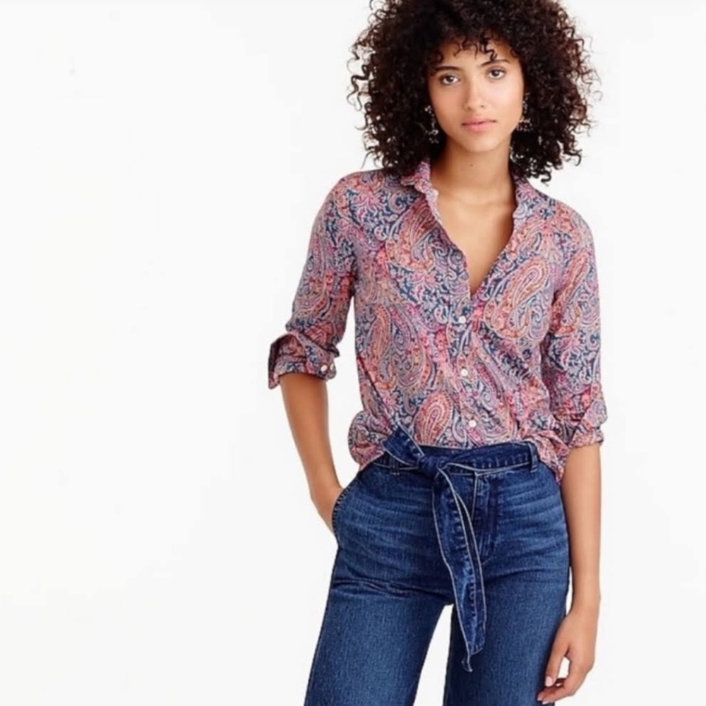 J Crew x Liberty London paisley button up shirt Felix & Isabella